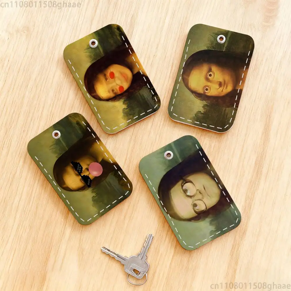 Mona Lisa Funny Meme Personalised Print Card Holder Suitable For Holder Girls Door Card Case Women Badge Holder Keychain