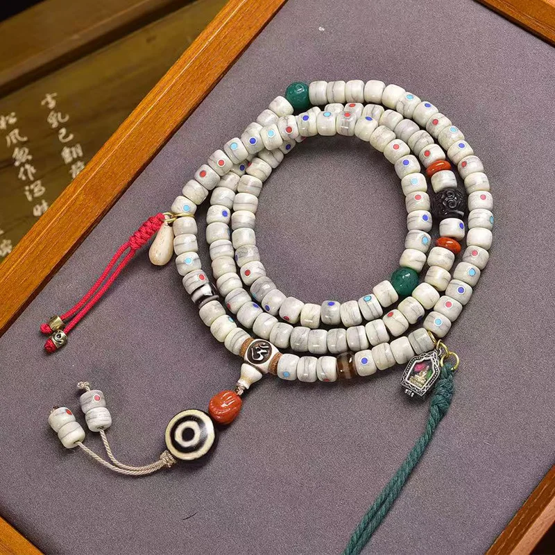 chapelet-bouddhiste-tibetain-de-108-perles-en-os-naturel-incrustees-de-pierres-precieuses-article-de-collection-boite-gahu-agate-et