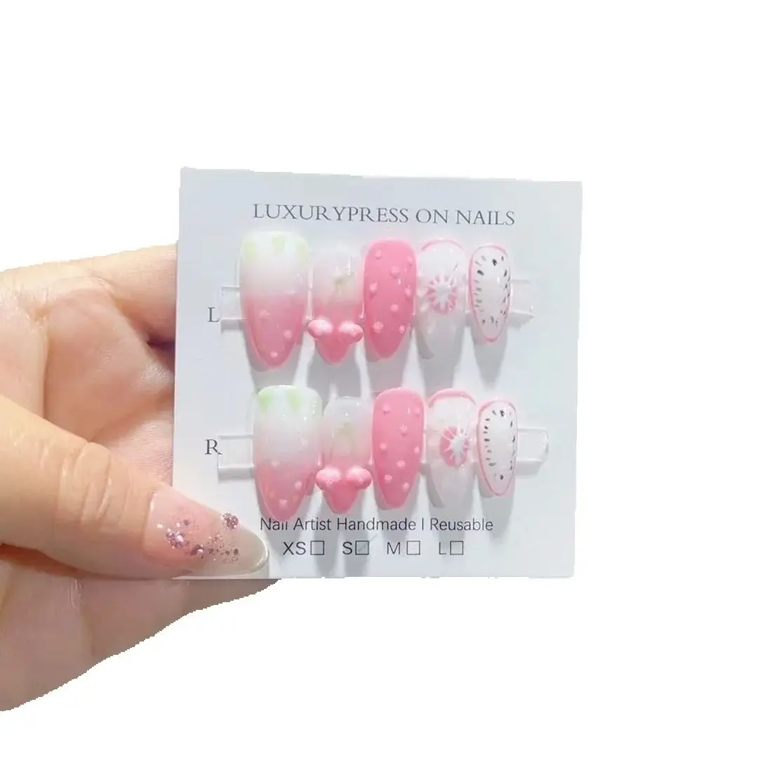 Handgemaakte pers op nagels met verwijderbaar en herbruikbaar ontwerp, hoogwaardige luxe stijl en whitening-effect.nr.D286