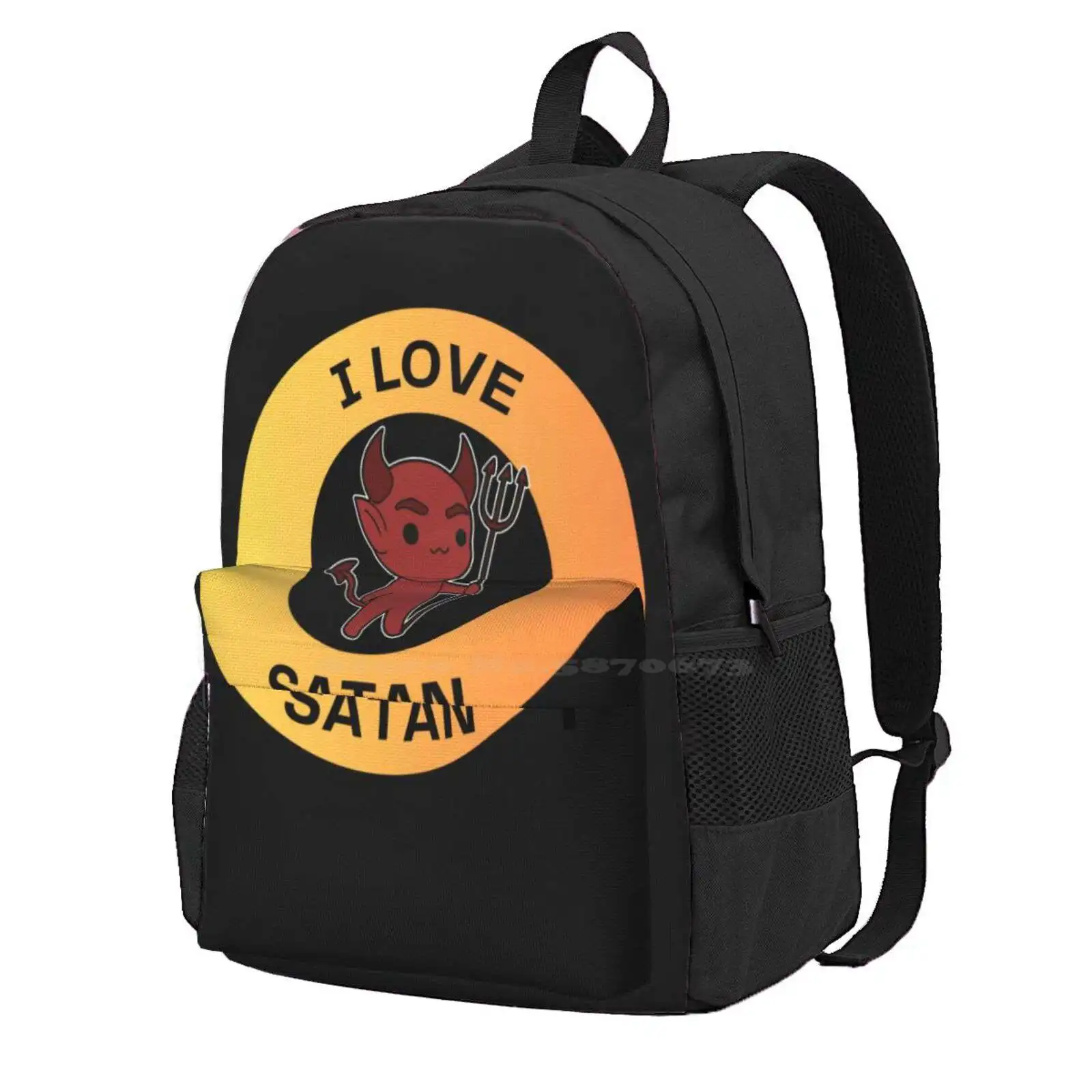 

I Love Satan Hot Sale Schoolbag Backpack Fashion Bags Devil Pentagram Satanic Witch