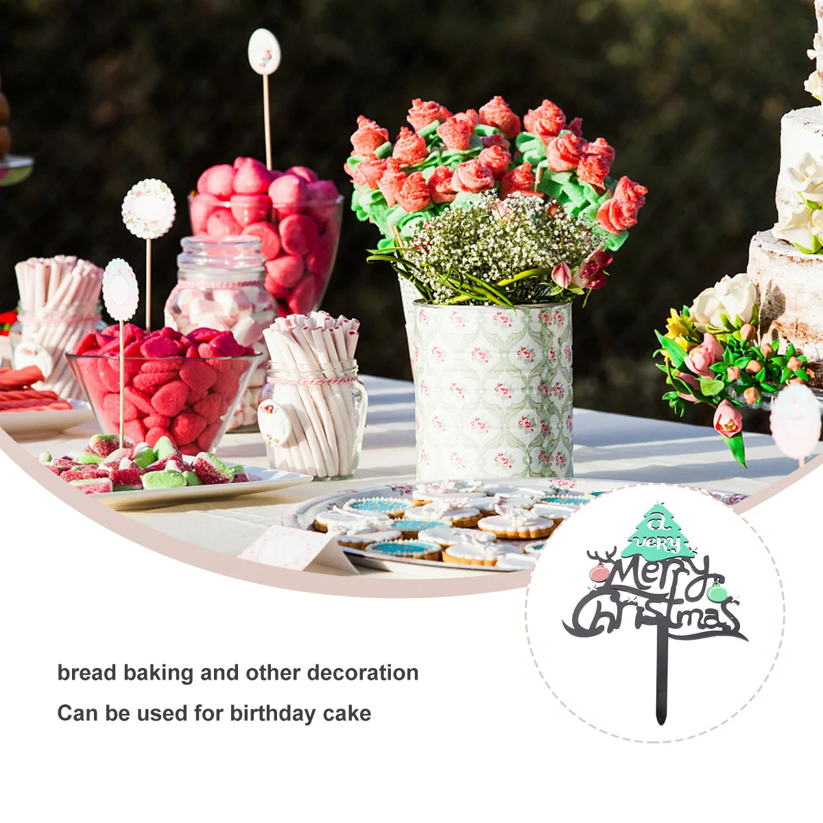 

5Pcs Christmas Tree Shaped Acrylic Toppers Green Cake Decorations Merry Xmas Party Favor Christmas Cake Toppers