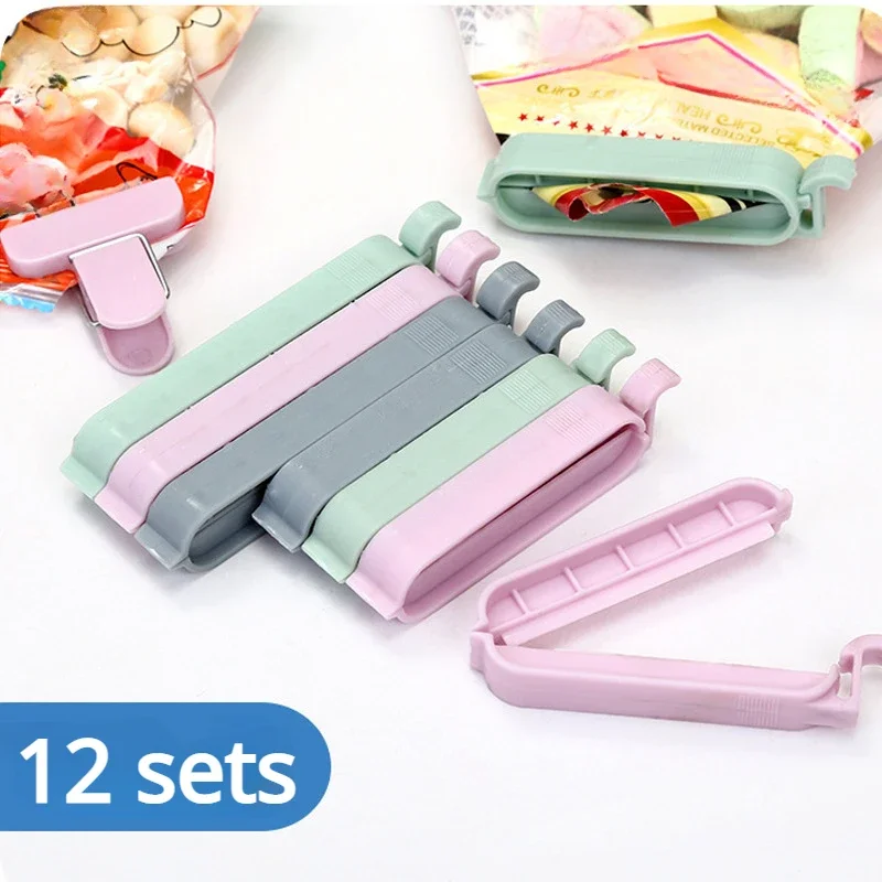 12Pcs/set Portable Kitchen Tool Bag Clips Mini Vacuum Sealing Clamp Househould Snack Storage Bag Sealer Tool