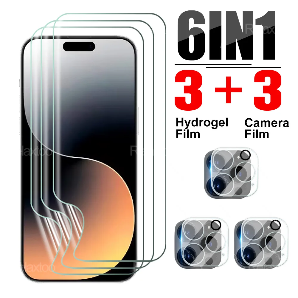 

Гидрогелевая пленка для iPhone 15 Pro, защитная пленка 6 в 1 для iPhone15Pro, 15Pro Max, iPhone15 Plus 2023, задняя камера, закаленное стекло, чехлы
