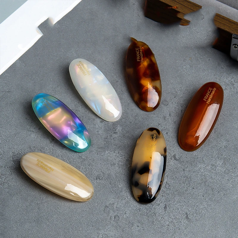 

2pcs/set French Style Elliptical Hair Clip For Women Girls Retro Acetate Side Clips Barrettes Hairpin Hair Accessories Tool