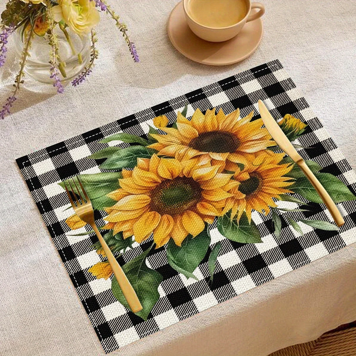 4pcs, Linen Placemats, Modern Square Table Mats, Heat Insulation, Quilted Table Runner, Stylish Placemats For Dining Table