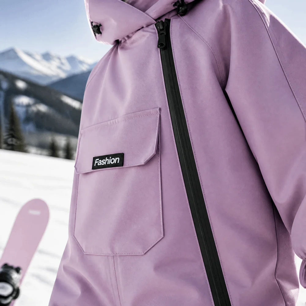 Thick Fleece Lined Snow Suit Waterproof Warm All-In-One Snow Suit Windproof Comfortable Fit Winter Jumpsuit Snow Activities