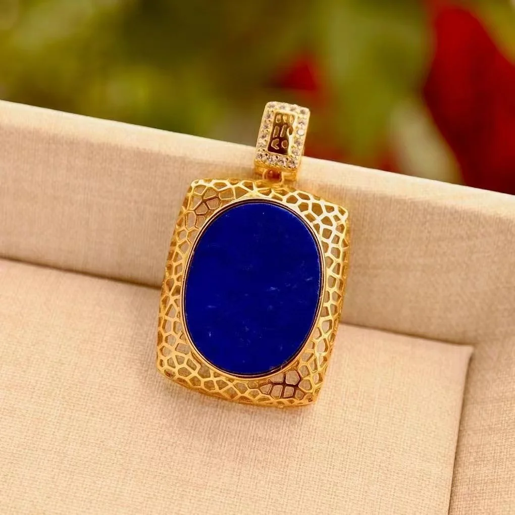 

Certificated S925 Silver 5A Natural Lapis Pendant 36x22mm Big Carat Blue Lazuli Fine Jewelry For Women Silversmith Wholesaler