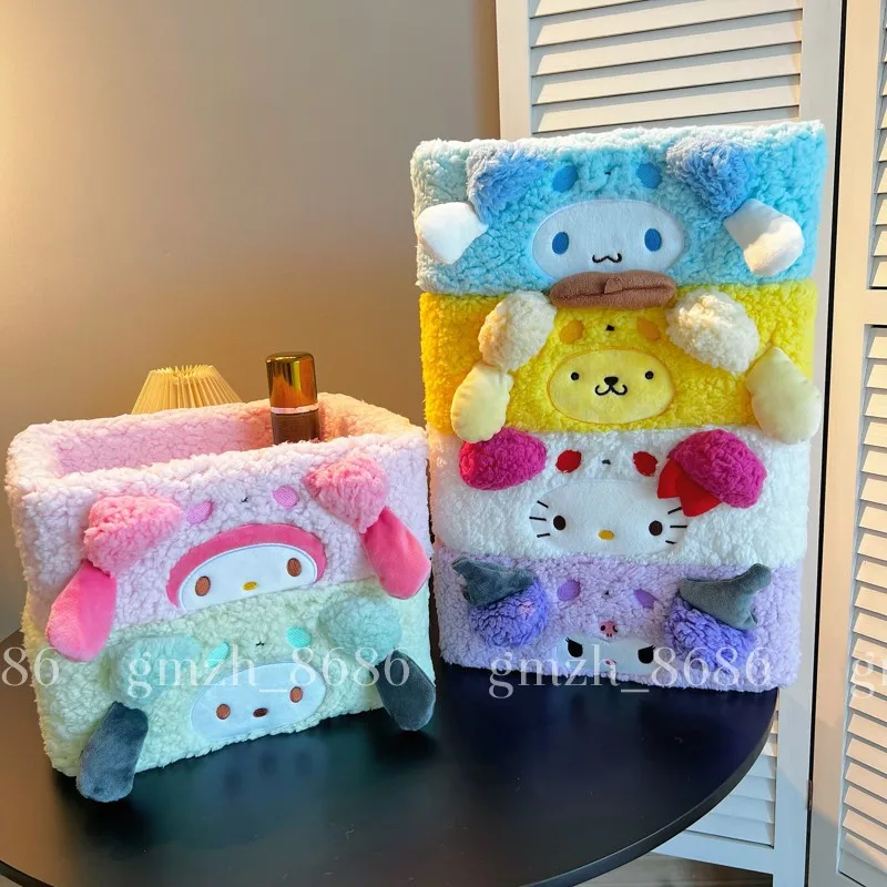 

Sanrio аниме плюшевые корзины для хранения My Melody Cinnamoroll Kuromi Hello Kitty пушистые контейнеры-органайзеры домашний декор для хранения косметики