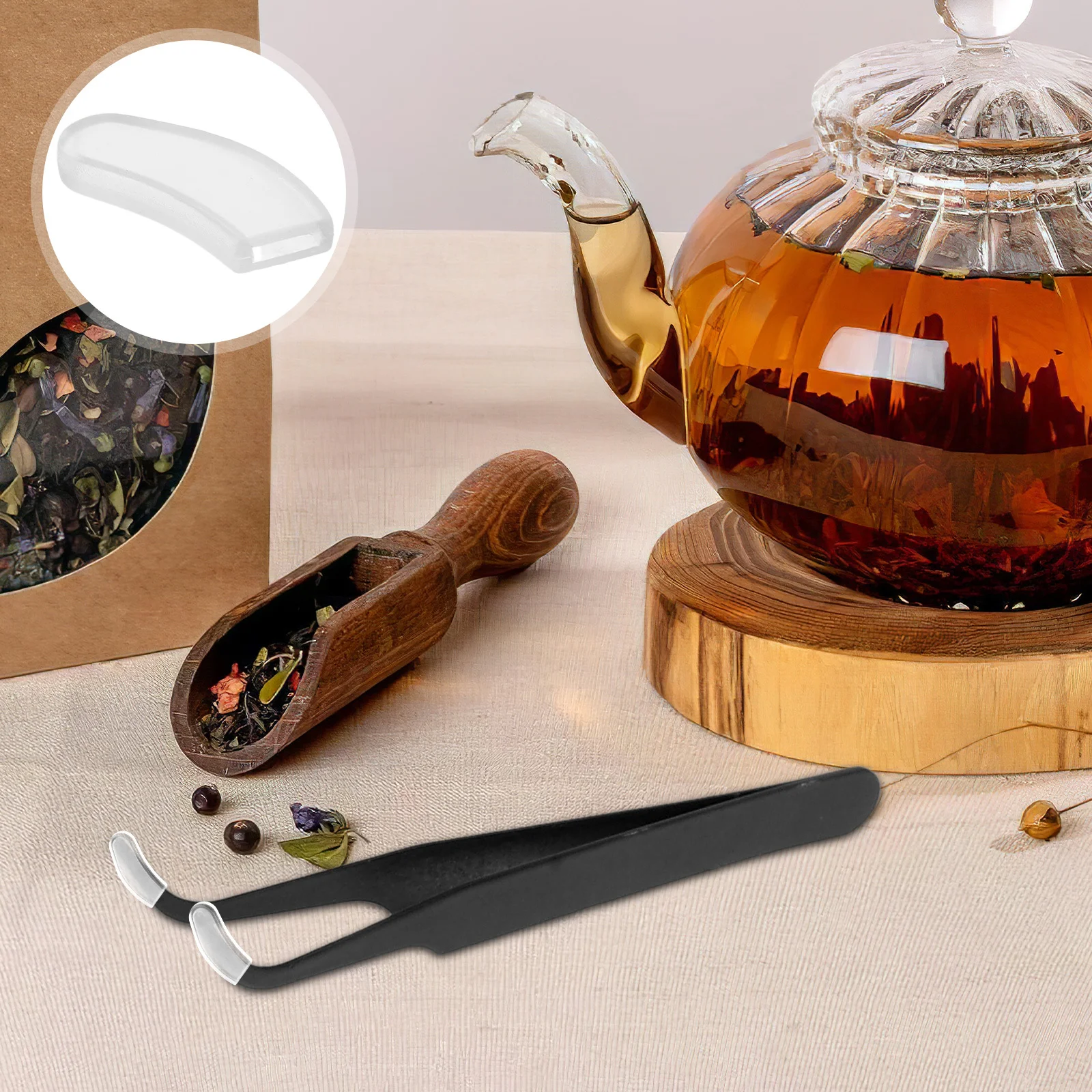 

10Pcs Tea Tweezer Tip Covers Soft Silicone Non Slip Heat Resistant Protection for Fine Porcelain Cups and Glass Items