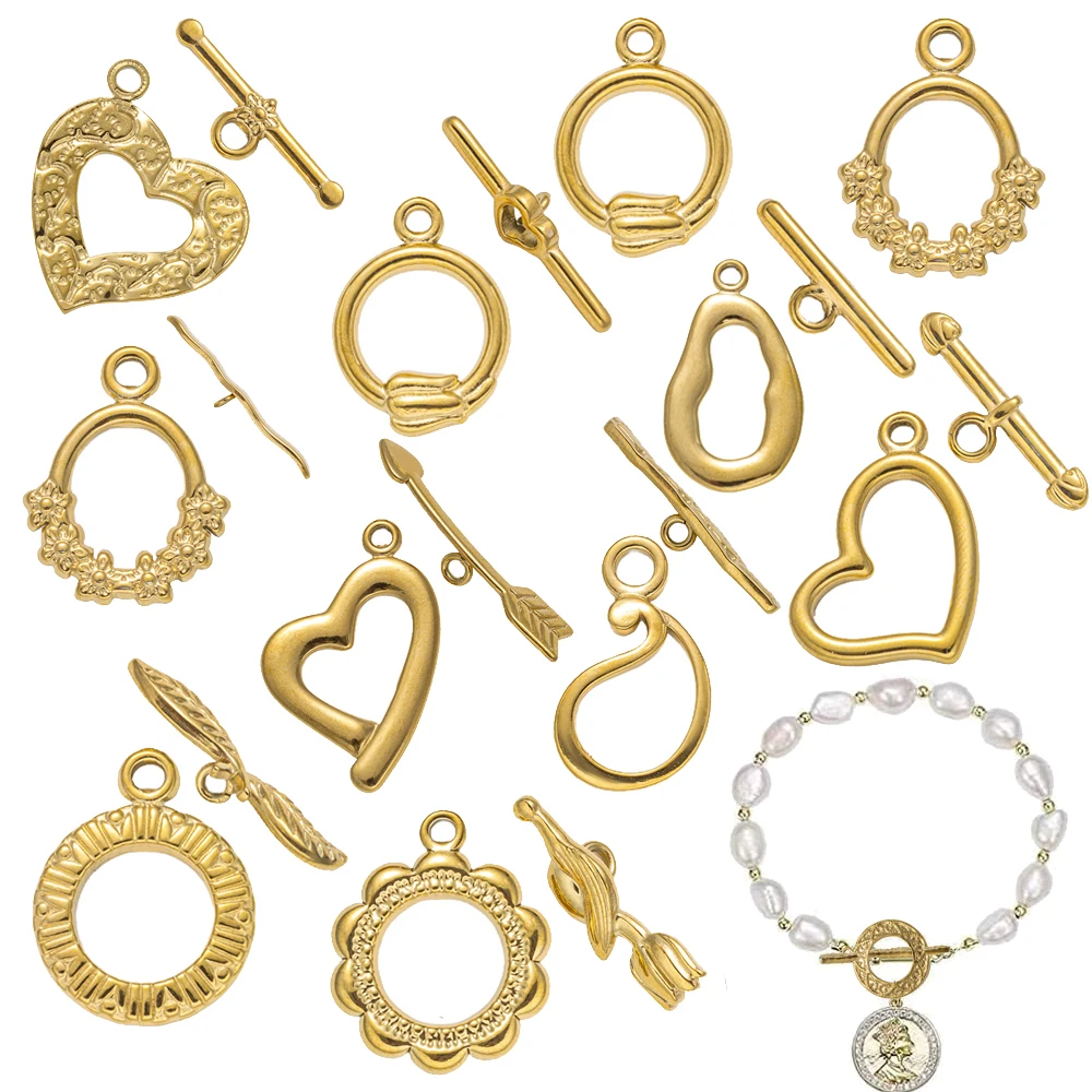 5 sets roestvrijstalen toggle sluiting T-bar sluiting ring sluiting haak eindconnectoren voor doe-het-zelf ketting armband sieraden maken