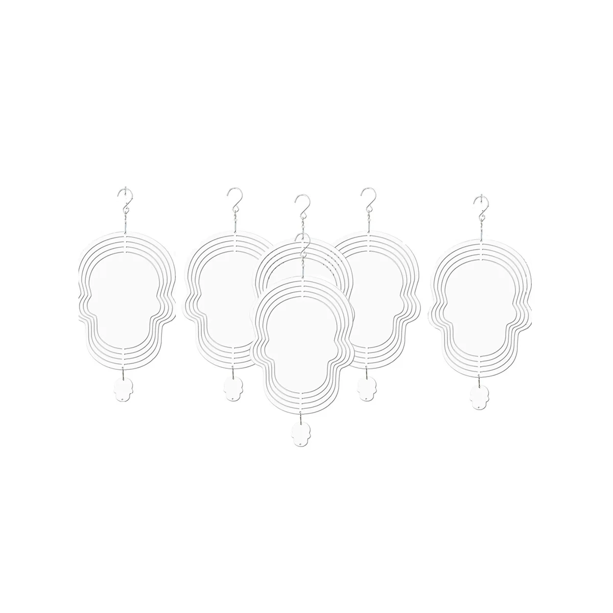 

6 шт., сублимационные Спиннеры, 3D-алюминиевая кинетическая скульптура в форме черепа для дворов и сада