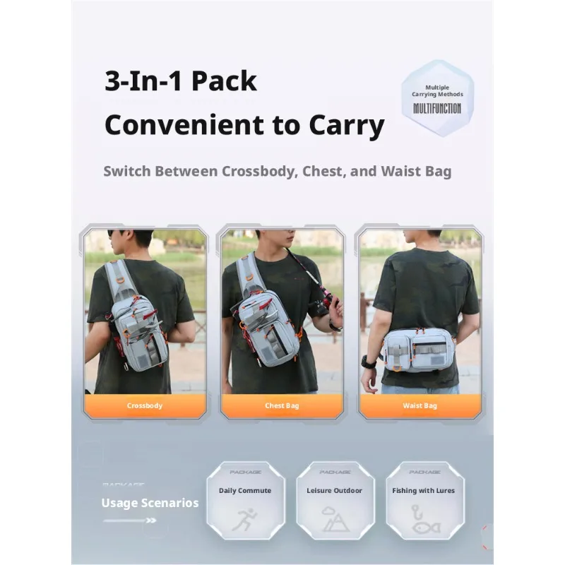 Premium Waterproof Waist Bag 2 in 1 Chest Pack for Outdoor Sports Travel Cycling and Fishing Multipurpose Sling