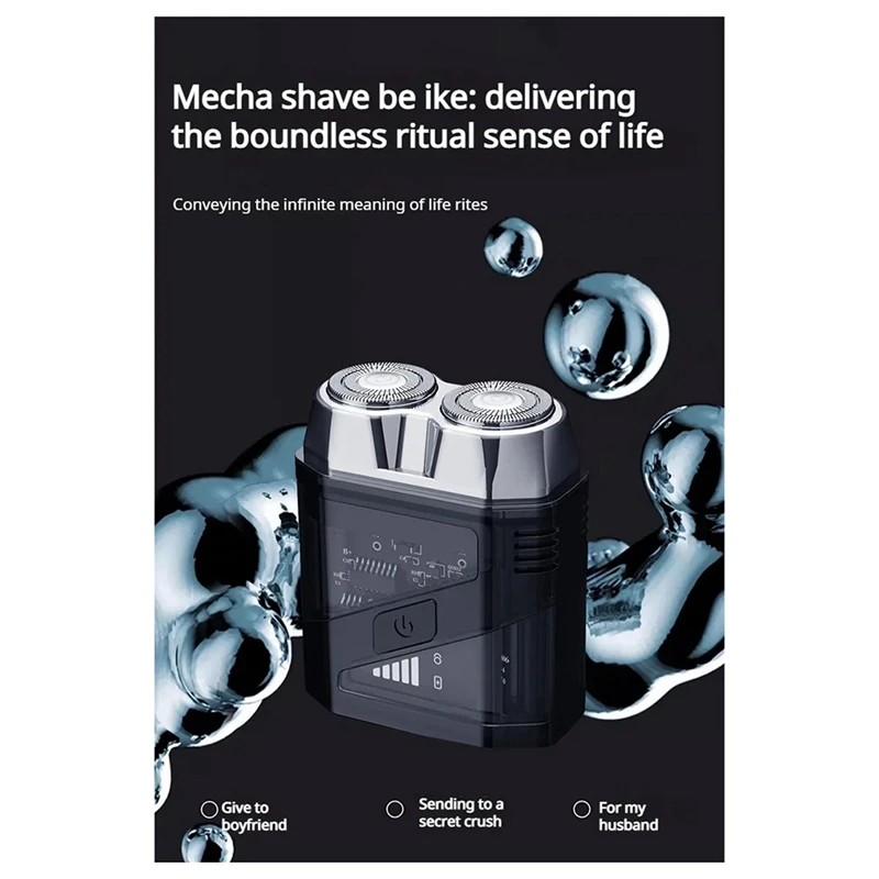 AB43-SJ-603 Portable Cool Transparent Double-Head Magnetic Floating Shaver Full Body Washable Electric Men's Shaver