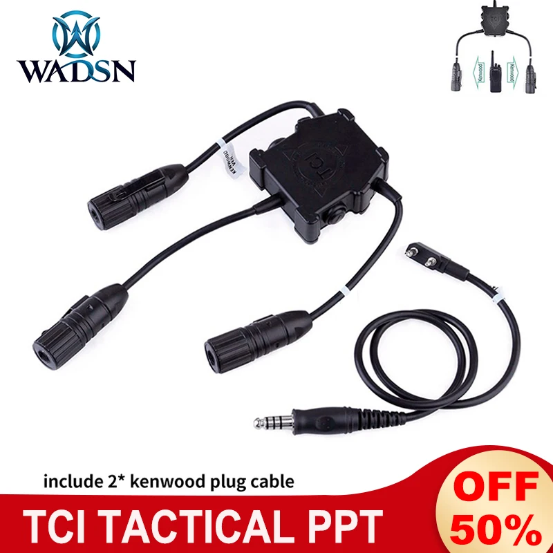 Wadsn TCI Tactical Dual Plug U94 PPT Outdoor Airsoft Hunting Headphone Comtact Headset Connector Kenwood Baofeng Walkie Talkie