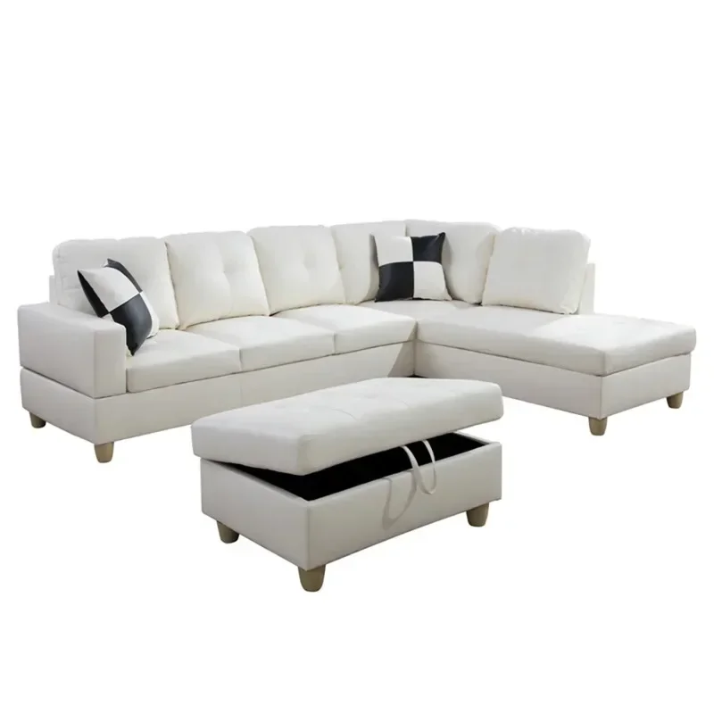 

ConvertibleHommoo Sectional Sofa L Shaped Couch for Small Space Living Room White Without Ottoman