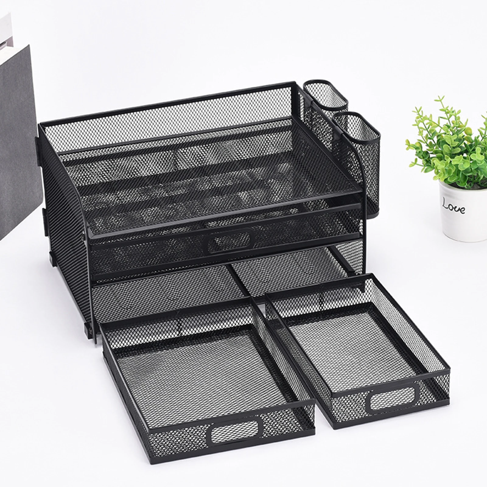 Imagem -05 - Mesh Desktop Files Sorter Organizer Suporte do Documento Metal Letter Sorter Magazine Desk Organizer Gavetas Office Home