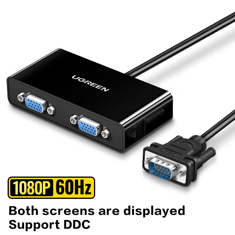 UGREEN VGA ذكر إلى 2 أنثى مقسم فيديو VGA 1 في 2 خارج التبديل دعم 1920*1440 @ 60 هرتز لشاشة تلفاز الكمبيوتر #6