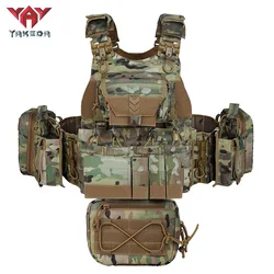 YAKEDA Plate Carrier Hunting Chaleco Tactico Plate Carrier Tactical Vest with Helmet Pouch