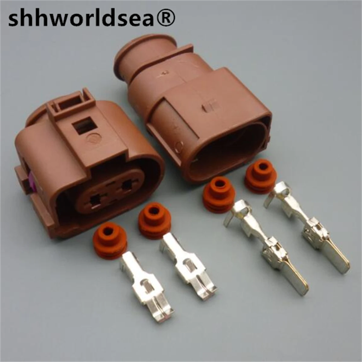 shhworldsea 2 Pin 6.3mm Female Male for VW Sealed Automotive Connectors Plug Socket With Pins And Rubber Seals 3B0973852A 752A