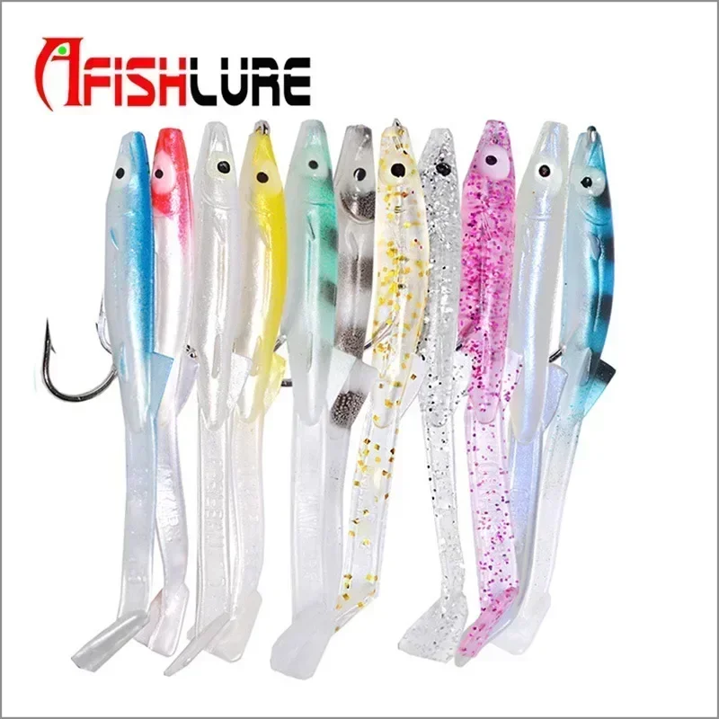 Afishlure Raglou Eels Predator Fishing Lure 6pcs Fishing Artificial Soft Shad Bait Pesca 80mm/2.3g Sea Fishing