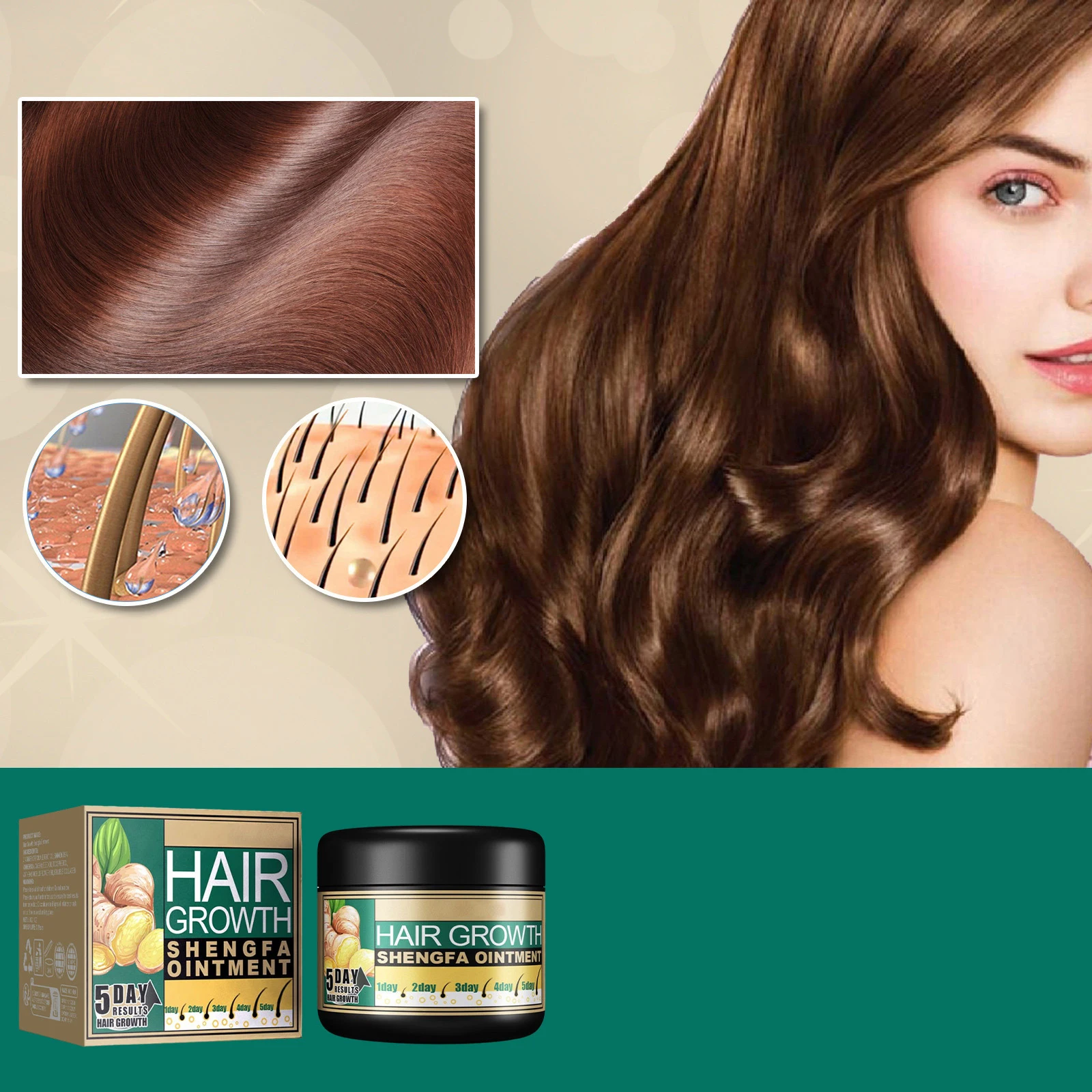 Ginger Hair Care Cream Hair Growth Relieve Hair Loss Baldness Scalp Massage Stimulate Follicle Dense Strengthener Smoothing Care