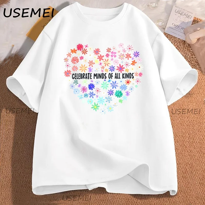 

Celebrate Minds of All Kinds T-Shirts Autism Awareness T Shirt Special Education Teacher Tshirt Men Women Causal Short Sleeve