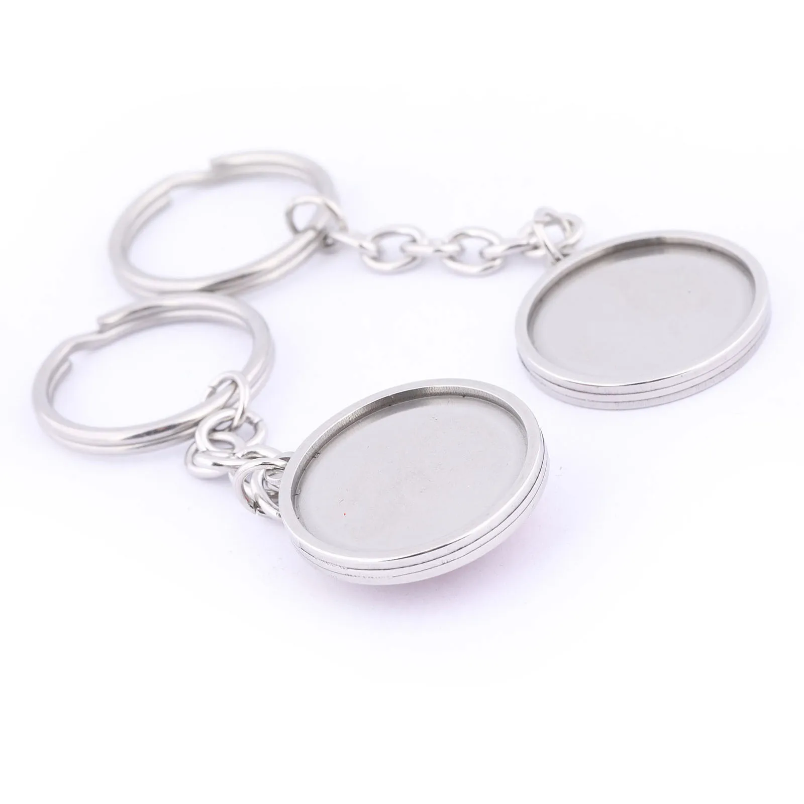 

3pcs Fit 25mm Cabochon Keychain Base Blanks Trays Double Side Metal Key Chain Setting Diy Keyring Accessories For Jewelry Making