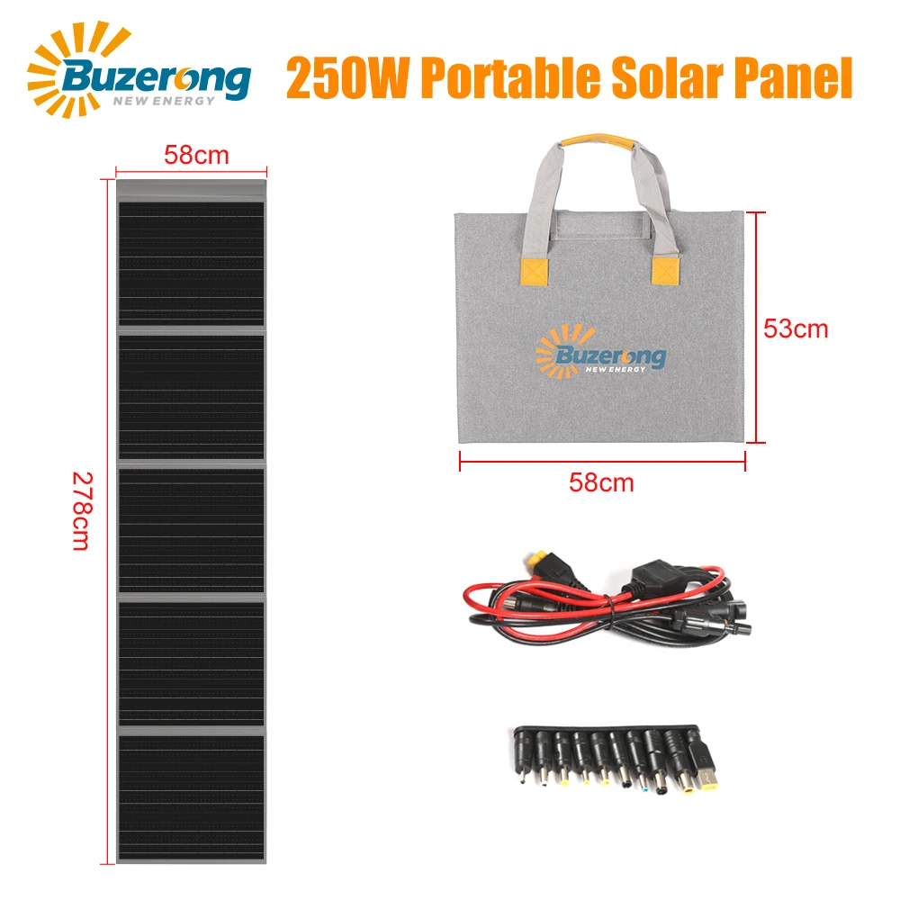 250W Solar Panel Foldable Kit Portable Solar Charger with USB Charge Stabilize Battery Charger For Outdoor Camping Phone Tablet