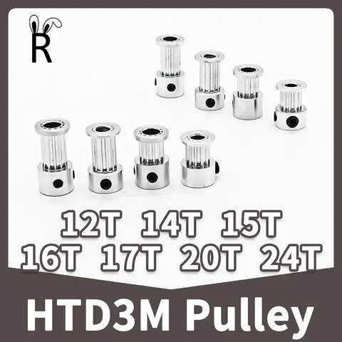 HTD3M 12T 14T 15T 16T 17T 20T 24Teeth 타이밍 벨트 풀리 Bore3 4 5~12 14 15mm 3M 풀리 폭 6 10 15mm HTD 3M 동기 휠