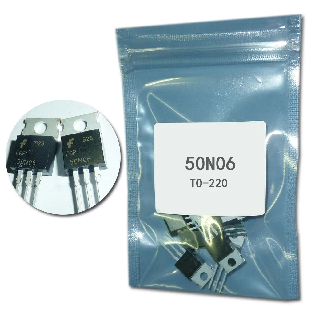 10Pcs/Lot FQP50N06 Transistor 50N06 TO220 N-CH 60V 50A MOS Transistors FET MOSFET New Original IC