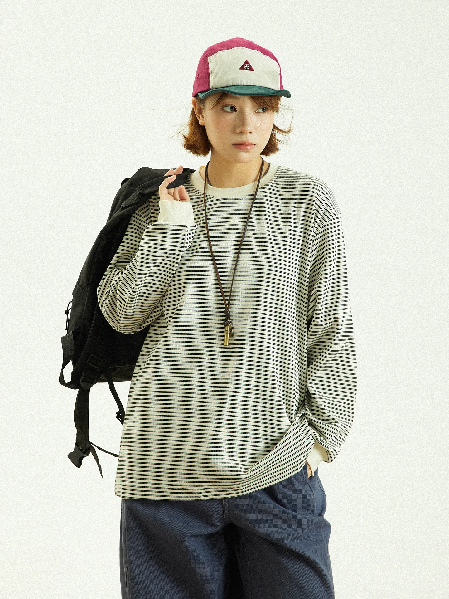 

Футболка GoodNorth в полоску в стиле ретро с круглым светом Ne, базовый свитшот, весна-осень, цветная блузка, хлопковый топ