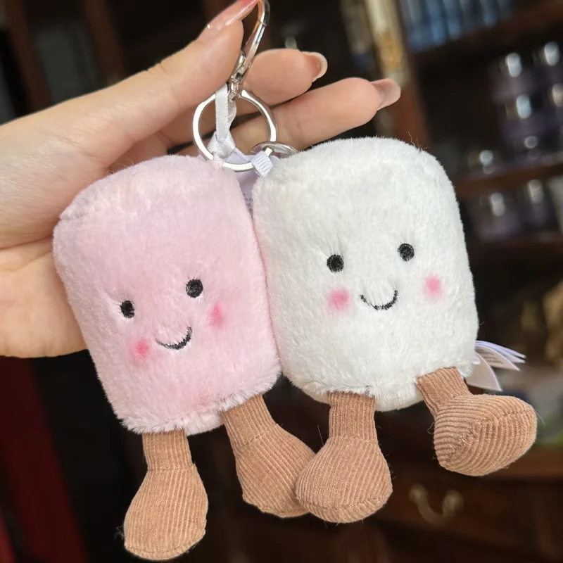 Hot Fun Marshmallow Keychain Cotton Candy Two Tone Cute Soft Two Tone Keychain Bag Pendant Accessories Doll Pendant Gifts