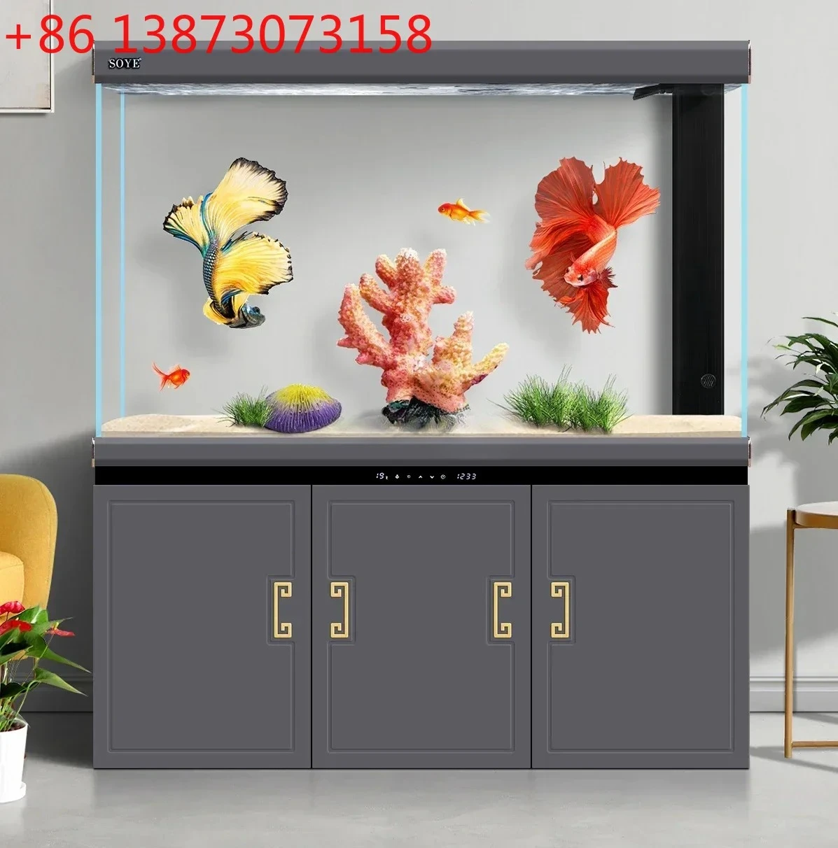 Super White Fish Tank Aquarium Home Living Room Large Floor Dragon Fish Tank Light Luxury Partition Ecology