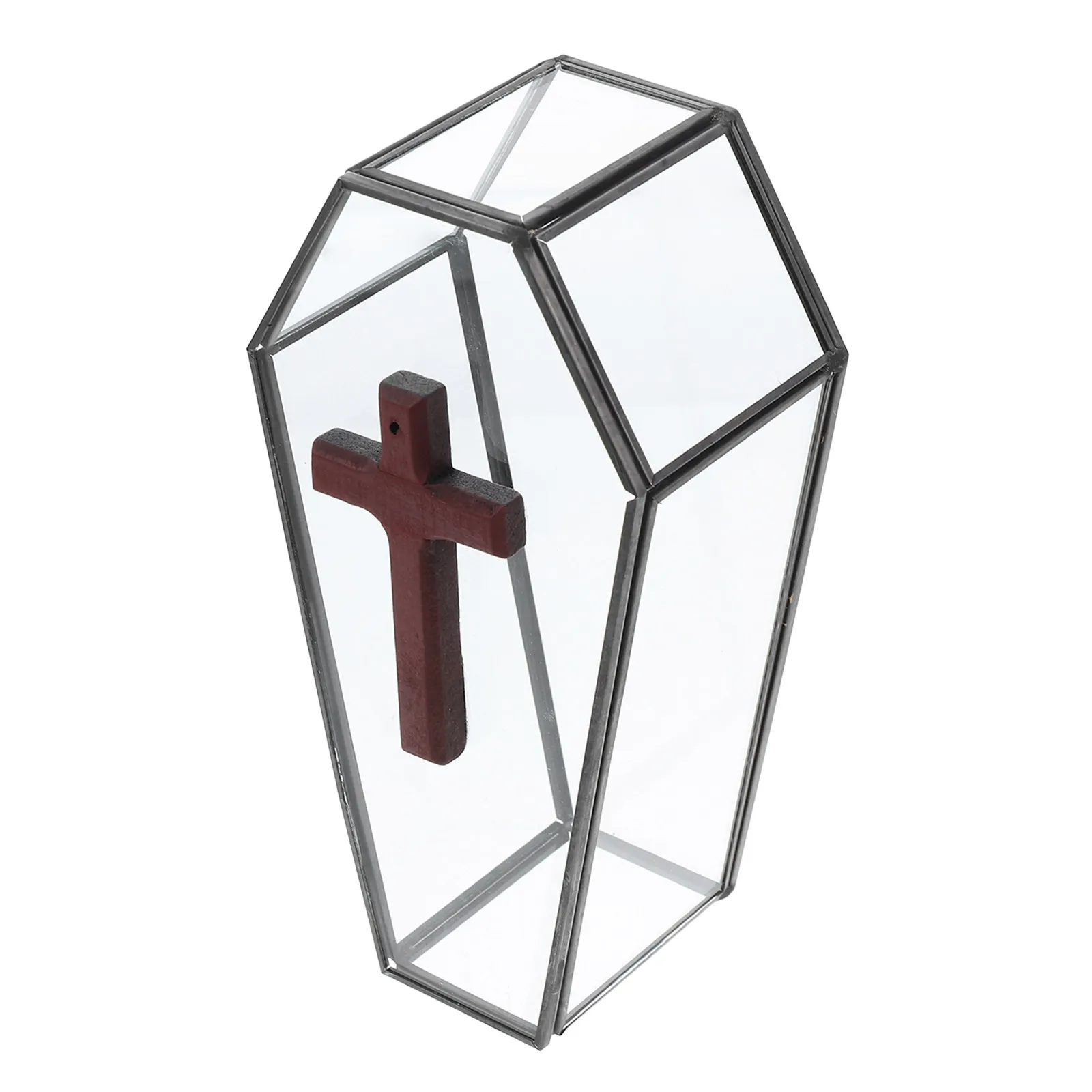 Small Glass Coffin Jewelry Display Box Lid Vintage Coffin Keepsake Organizer Halloween Trinket Storage Case Decorative Glass Box