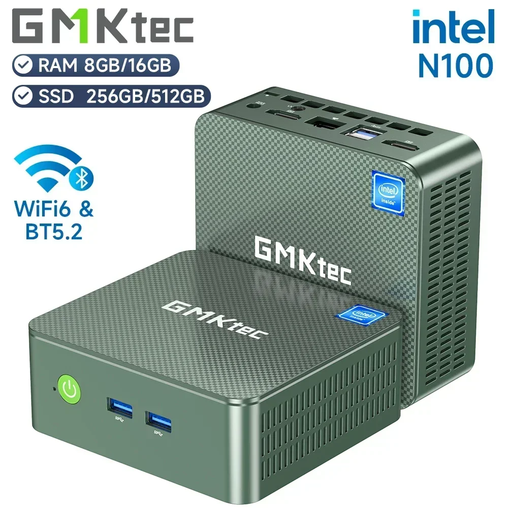 New! GMKtec G3 Mini PC Intel Alder Lake N100 Windows 11 Pro Mini PC 8/16GB DDR4 256/512GB PCIe M.2 SSD WiFi 6 BT5.2 Desktop Comp