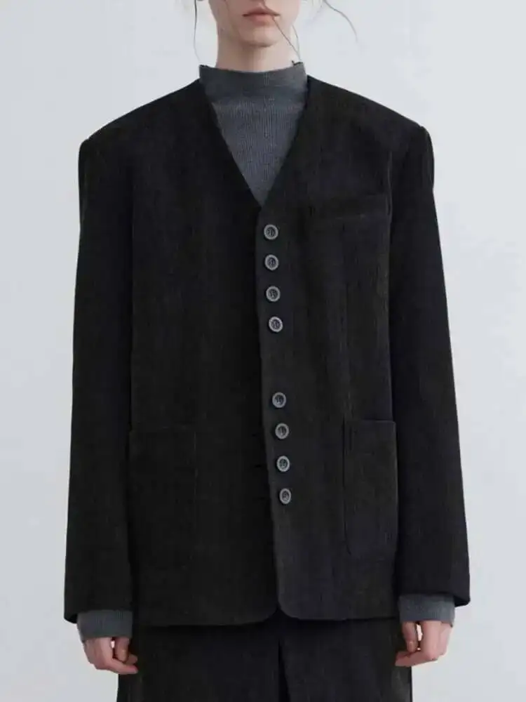 BJTZ Ankela veste en coton teint rouge conception d'épaule à la mode pour les femmes automne et hiver nouvelle Collection 2025