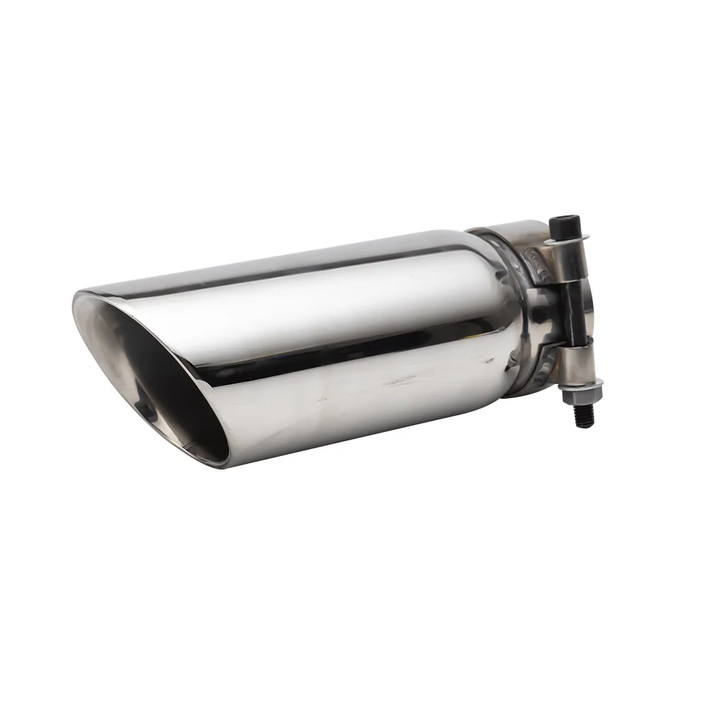 Stainless steel car exhaust tip interface 78mm slant oval outlet 89mm muffler end tip accessories