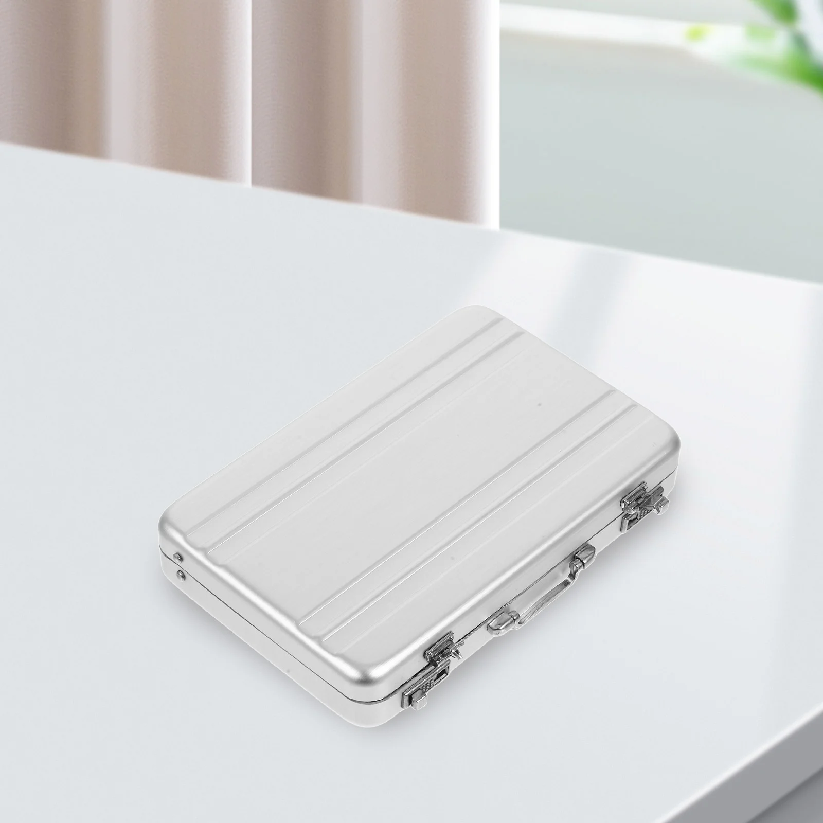 Business Card Storage Box Flash Organizer Case Cards Aluminium Alloy Office Supplies Container Index Holder Desktop