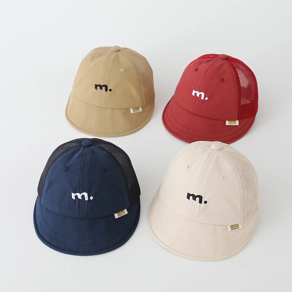 Child's Simple Embroidered Large-Brimmed Sun-Protective Fisherman Hat with Breathable Net Fabric, Available in Four Colors. view 5