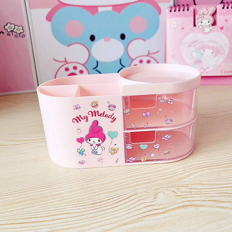 Nieuwe Hello Kitty Melody Cartoon Leuke Penhouder Opbergdoos Student Desktop met Lade Thuis Make-up Borstel Opbergdoos