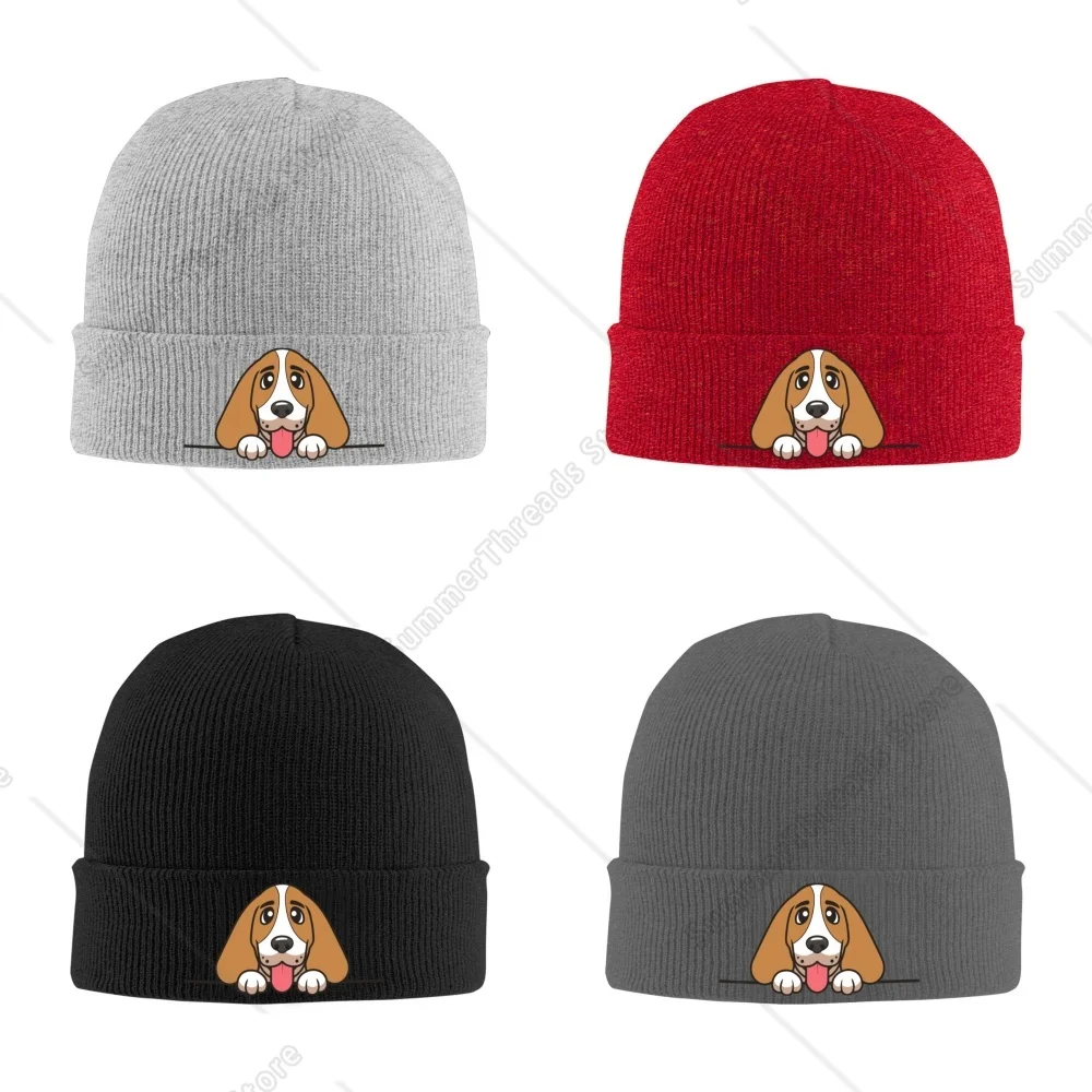 Basset Hound Dog Unisex Knitted Hat Outdoor Warm Men Solid Color Crimping Skullies Beanie Cap Hip Hop