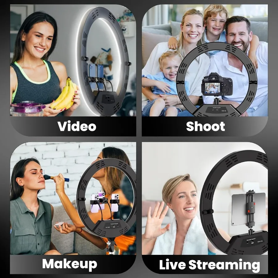 18 Foldable Ring Light with Adjustable Stand for iPhone iPad Camera 75 Height Tripod with Smooth Rolling Wheels 38W 6500K Brigh