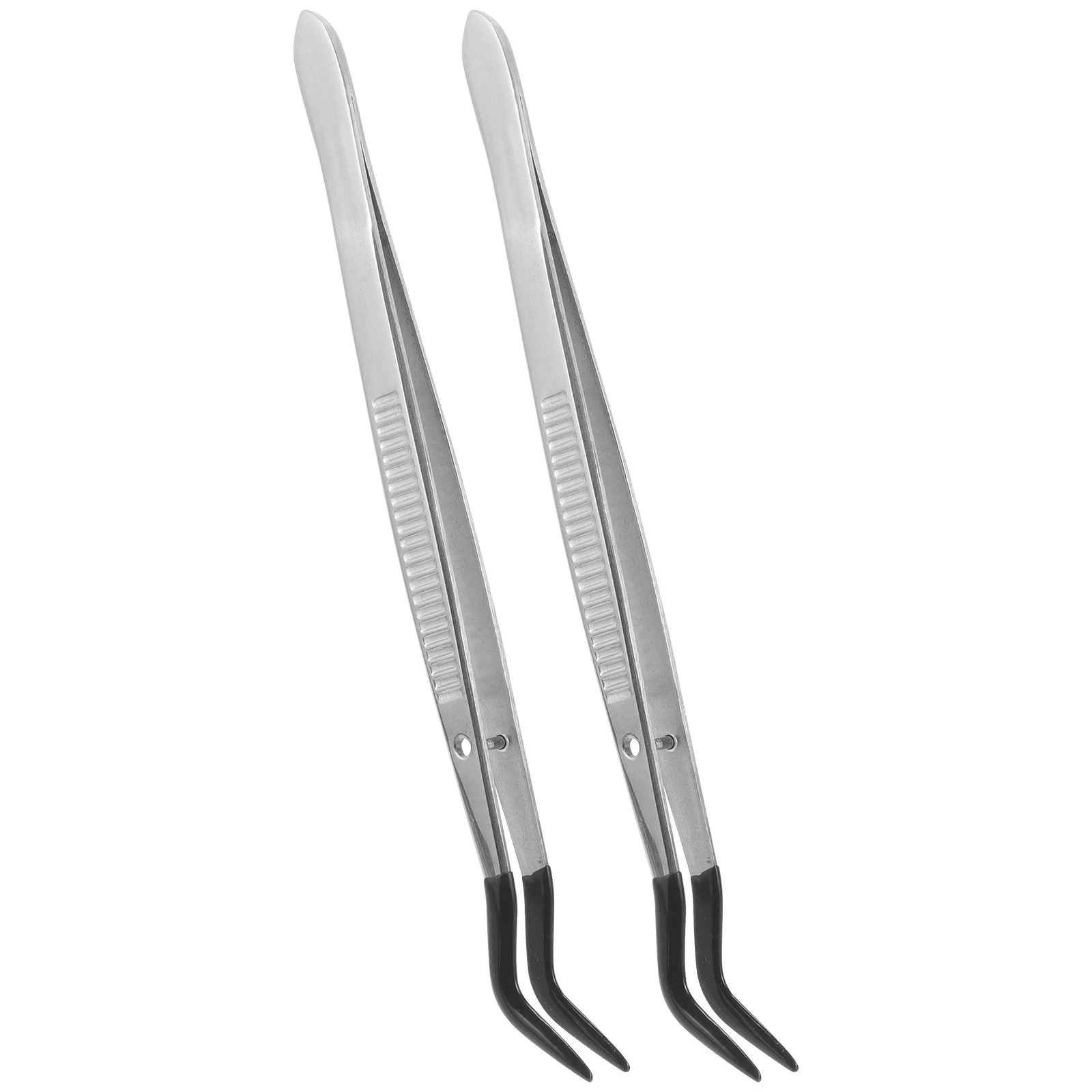 2 قطعة ملاقط مطاطية ذات طرف منحني دقة مجوهرات حرفية أداة تجميع ختم العملات المعدنية من الفولاذ المقاوم للصدأ قبضة مريحة #6