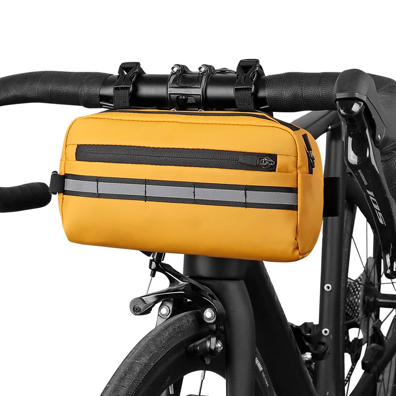 Bike Handlebar Bag Bicycle Handlebar Bag with Large Reflective Area & Strips Bike Front Pouch with Waterproof Zipper Shoulder St