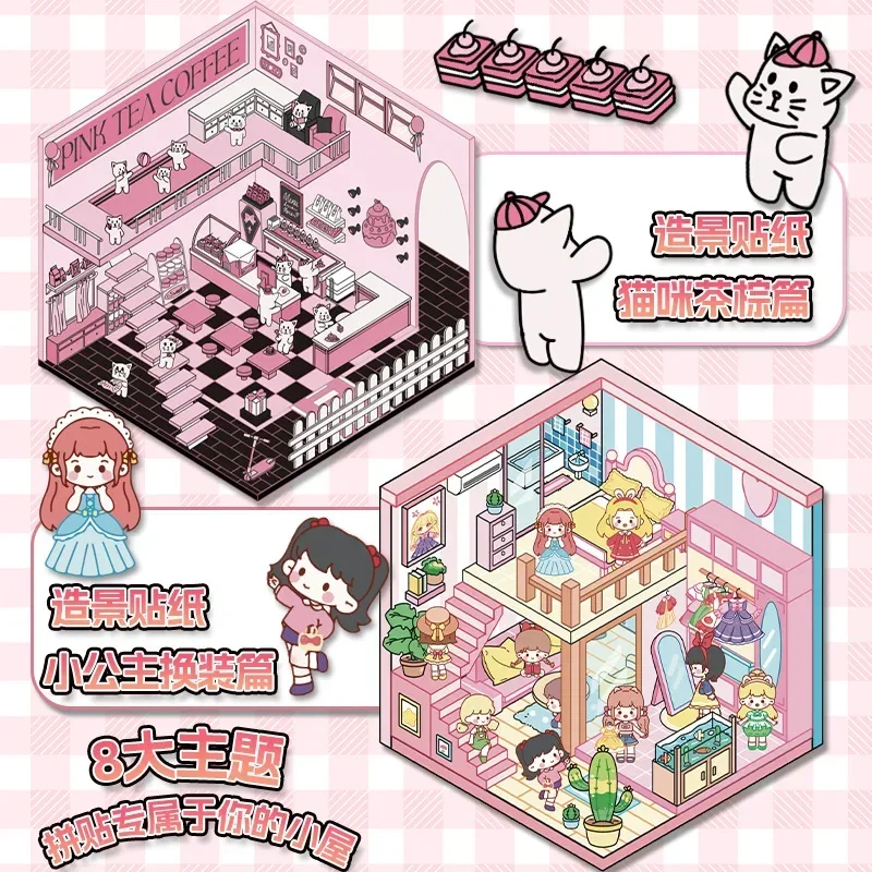 Mutter Kinder Niedliche Cartoon 3D Koreanische Prinzessin Meerschweinchen Aufkleber Kawaii Cartoon Landschaft Aufkleber Mode Stress Relief Poster