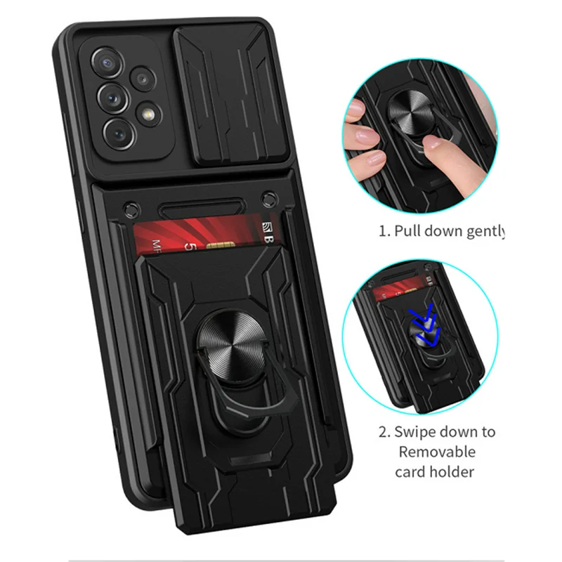 

For Xiaomi Mi 11i Case Magnetic Ring Armor Shockproof Phone Case For Xiaomi My 11 Lite Mi 11T Pro Slide Card Slot Cover