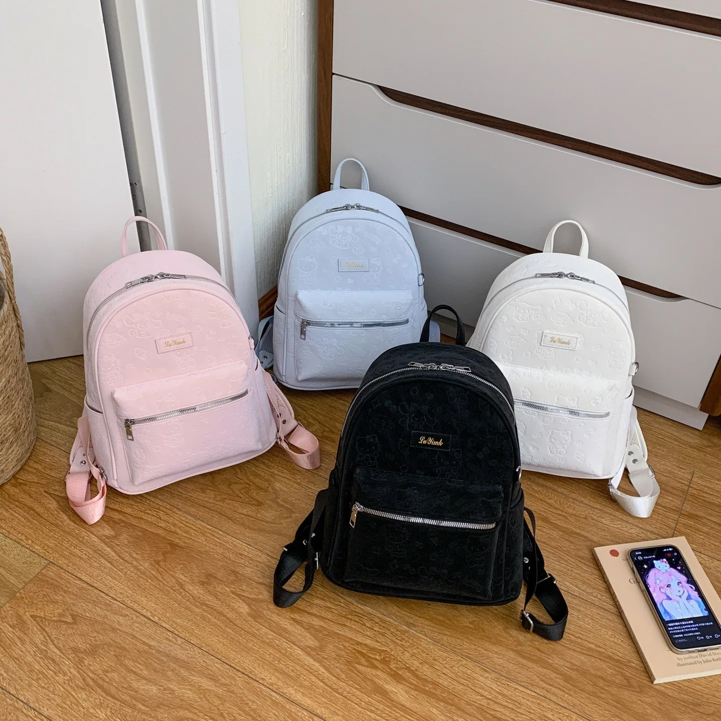 かわいい女子学生バックパック大容量カジュアルショルダーバッグトレンディなブックバッグソフトpuレザージッパー付き内ポケット