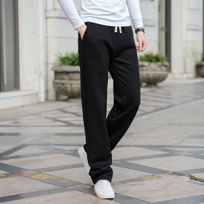 Tall Men 118CM Sports Sweatpants Winter Fleece Extra Long Straight Loose Ultralong Warm Pants Black Male Sweat Track Trousers