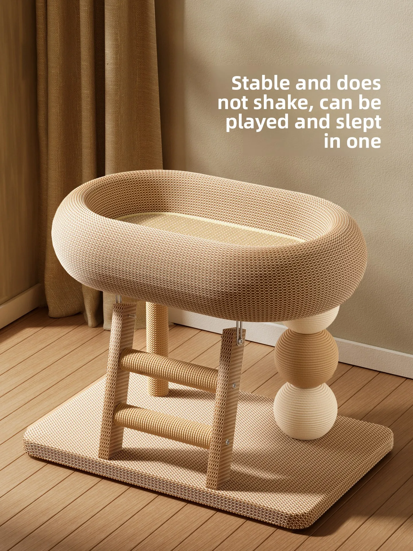 

Cat Scratching Board Bed 4 Seasons Durable Sisal Cat Climbing Frame Play Sleep Combo