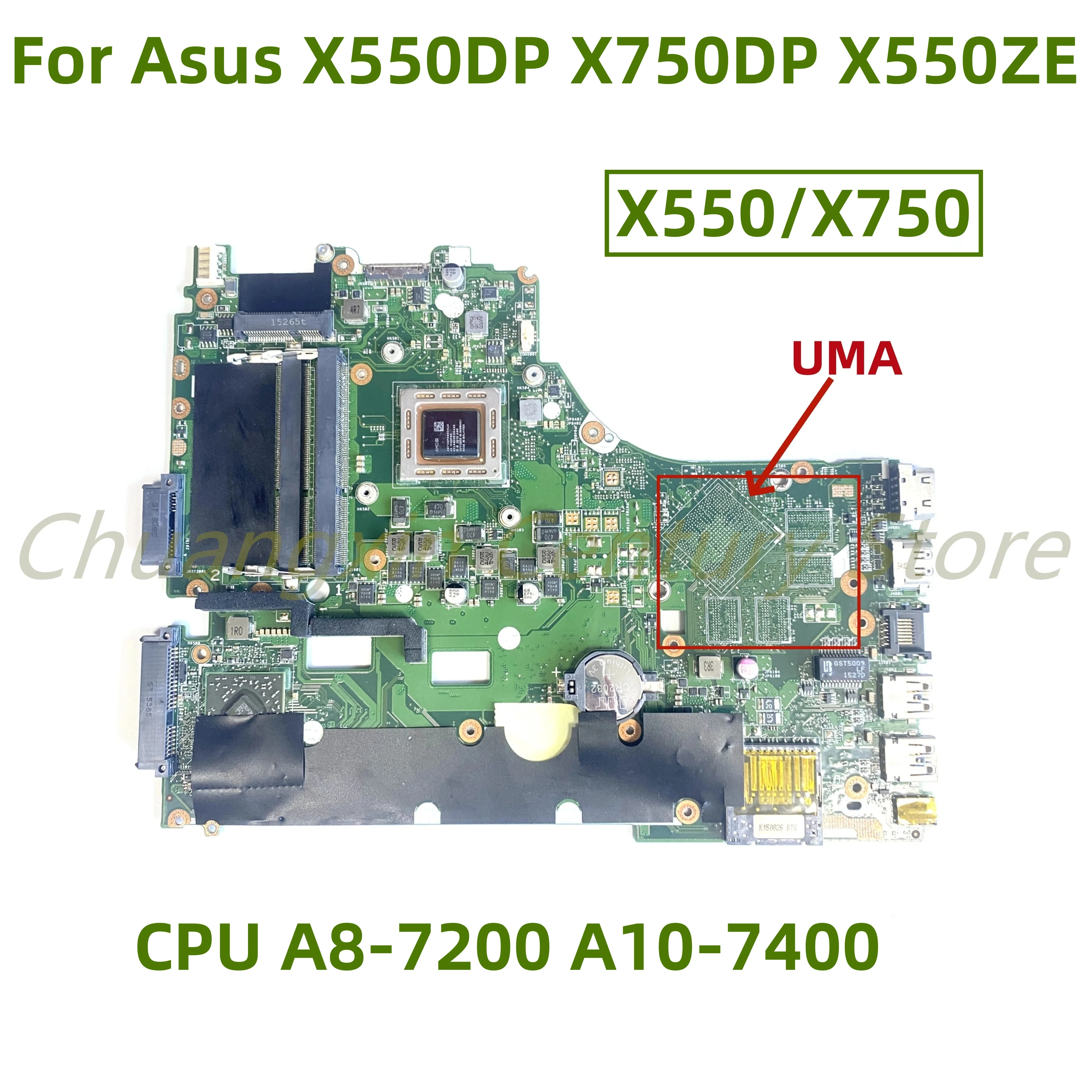 X550/X750 motherboard for Asus X550DP X750DP X550ZE A550D Laptop with CPU A8-7200 A10-7400 UMA 100% test ok shipment